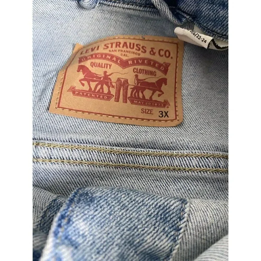 Levi's Women's Plus Size Sz 3X Original Trucker‎ Jacket Denim Medium Wash New